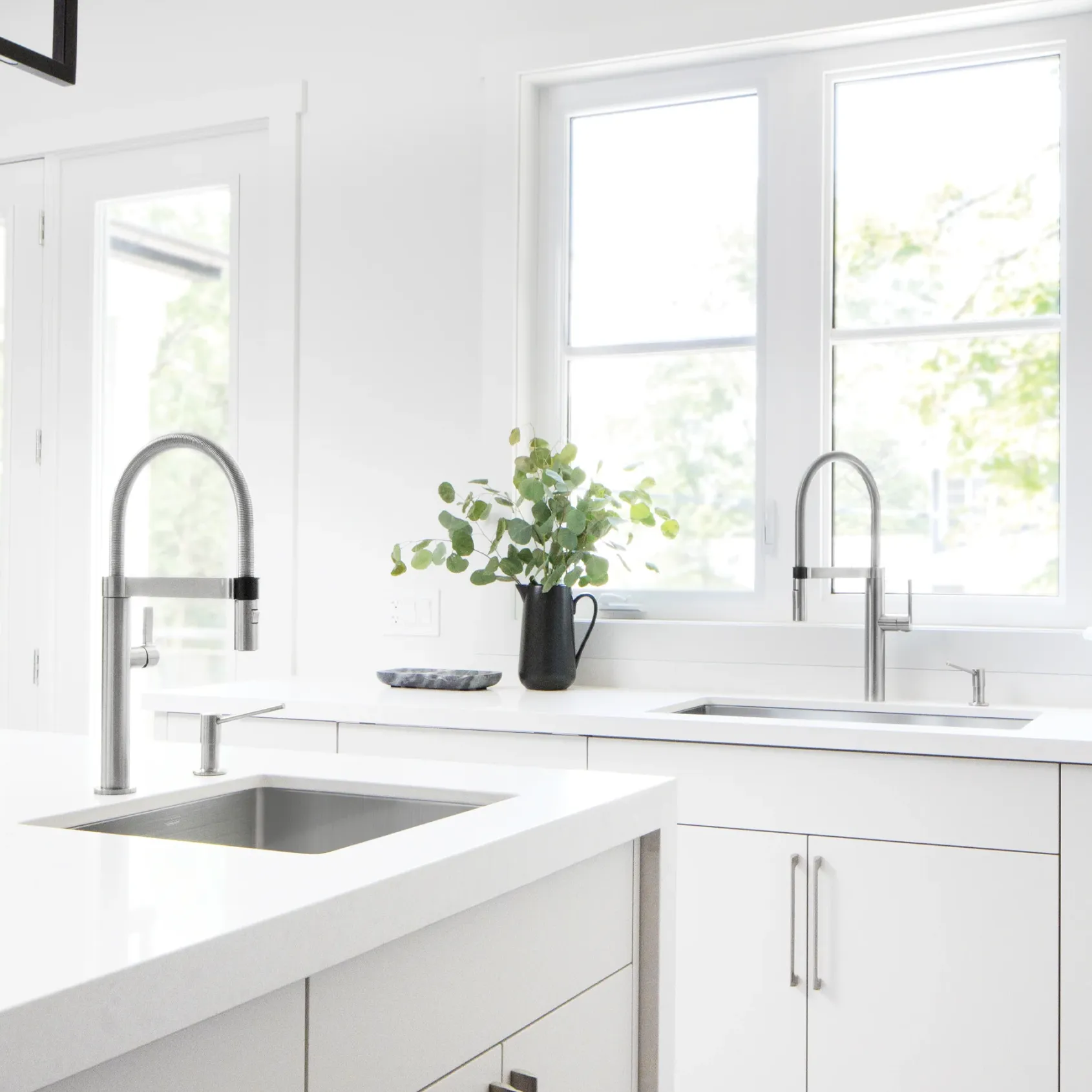 Blanco Culina 1.8 GPM Brass Kitchen Faucet, Semi-Pro, Satin Nickel, 441407