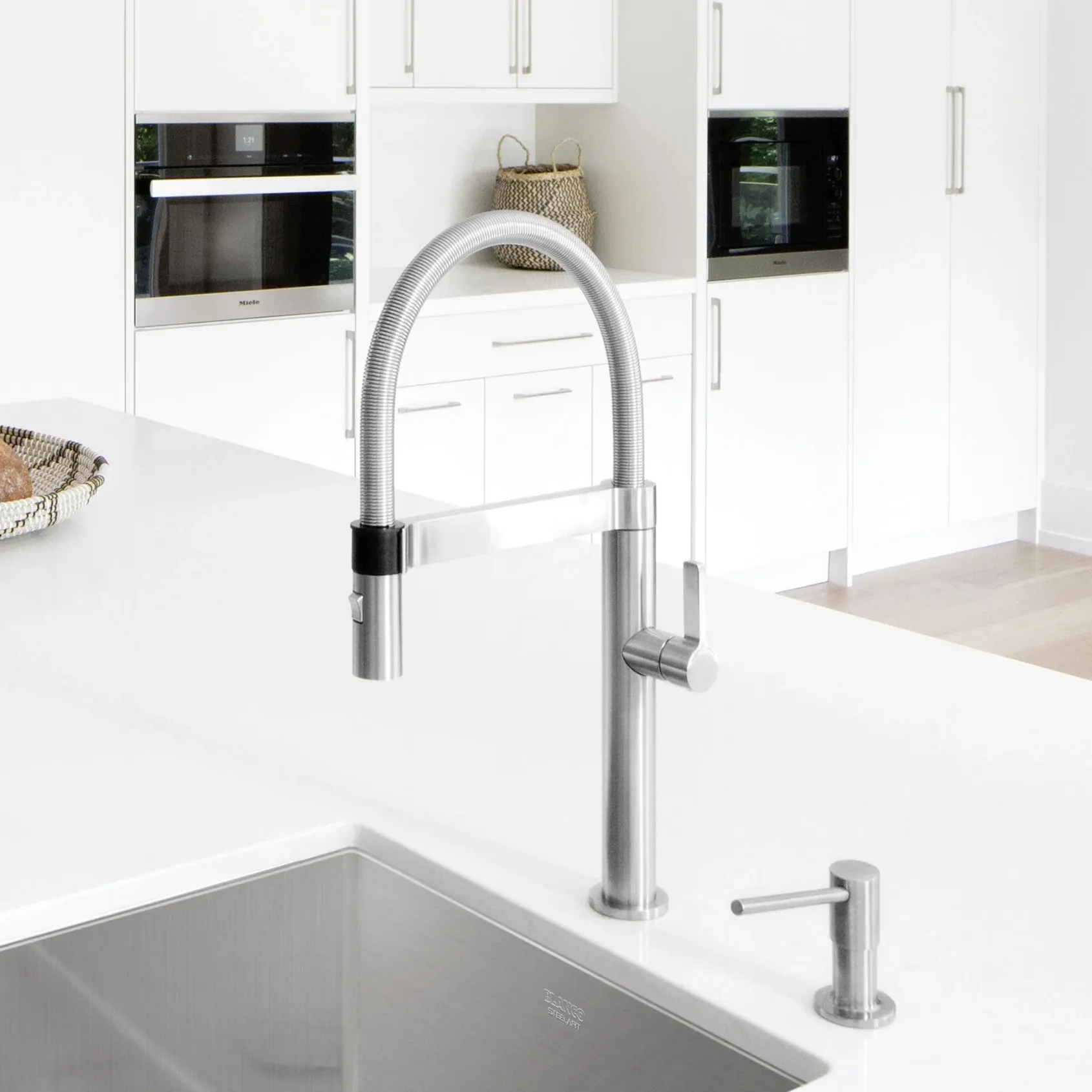 Blanco Culina 2.2 GPM Brass Kitchen Faucet, Semi-Pro, Satin Nickel, 441623