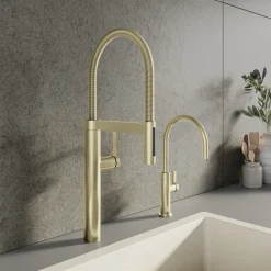 Blanco Culina II Semi-Pro Pull-Down Dual-Spray Kitchen Faucet, Satin Gold, 1.5 GPM, Brass, 527476