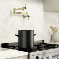 Blanco Culina II Wall-Mounted Pot Filler, Satin Gold, 1.5 GPM, Brass, 527488
