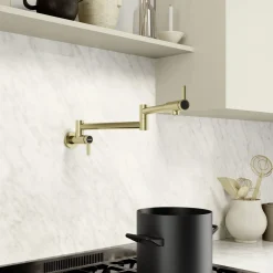 Blanco Culina II Wall-Mounted Pot Filler, Satin Gold, 1.5 GPM, Brass, 527488