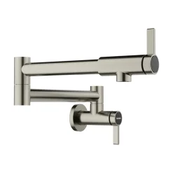 Blanco Culina II Wall-Mounted Pot Filler, Satin Platinum, 1.5 GPM, Brass, 443254