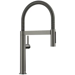 Blanco Culina Mini II Pull-Down Dual-Spray Kitchen Faucet, Satin Dark Steel, 1.5 GPM, Brass, 527482