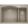 Blanco Diamond 33" Dual Mount Granite Composite Kitchen Sink, Silgranit, 70/30 Double Bowl, Truffle, 441282