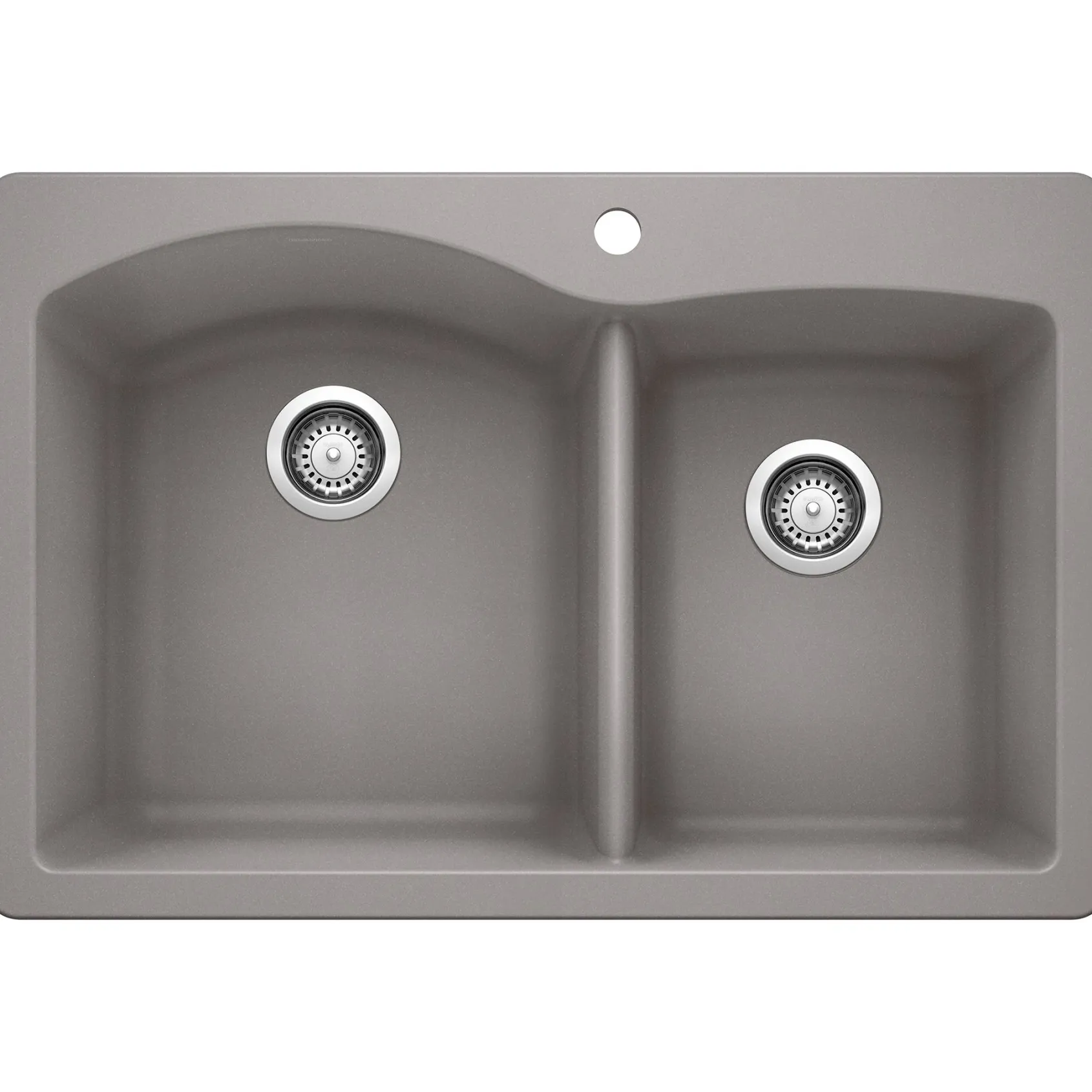 Blanco Diamond 33" Dual Mount Granite Composite Kitchen Sink, Silgranit, 60/40 Double Bowl, Metallic Gray, 440214