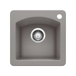 Blanco Diamond 15" Square Granite Composite Bar/Prep Sink, Silgranit, Metallic Gray, 440203