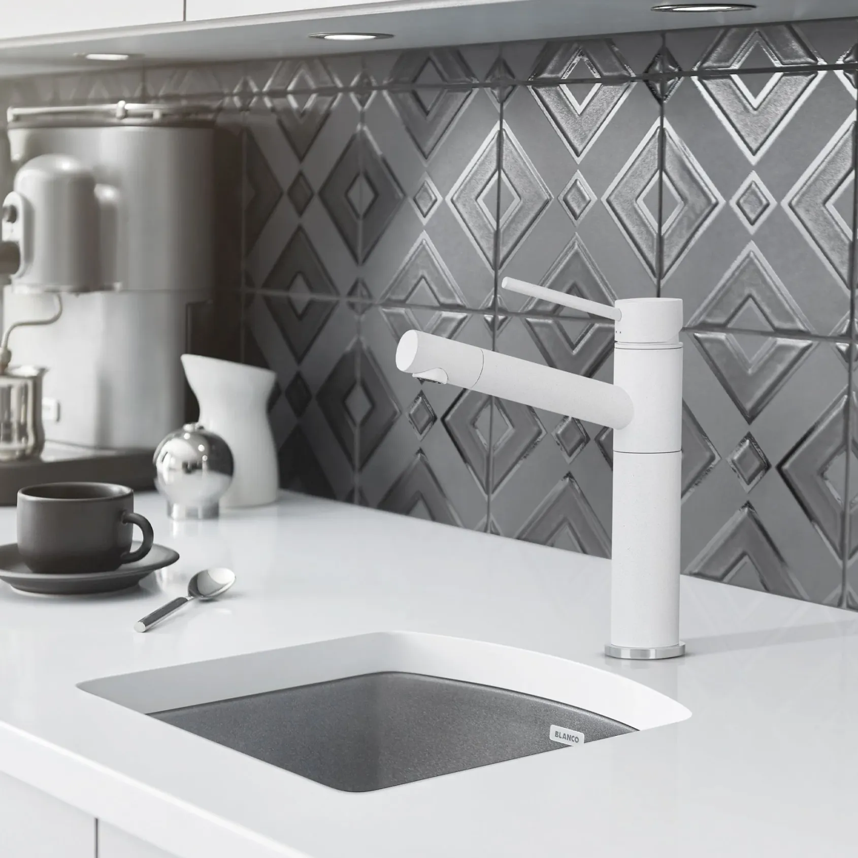 Blanco Diamond 15" Square Granite Composite Bar/Prep Sink, Silgranit, Metallic Gray, 440203