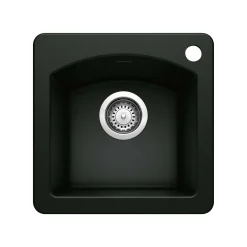Blanco Diamond 15" Square Granite Composite Bar/Prep Sink, Silgranit, Coal Black, 442915