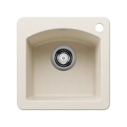 Blanco Diamond 15" Square Silgranit Bar/Prep Sink, Soft White, 1 Faucet Hole, 443070
