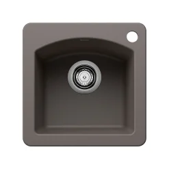 Blanco Diamond 15" Square Silgranit Bar/Prep Sink, Volcano Gray, 1 Faucet Hole, 443107