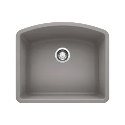 Blanco Diamond 24" Undermount Granite Composite Kitchen Sink, Silgranit, Metallic Gray, 440173