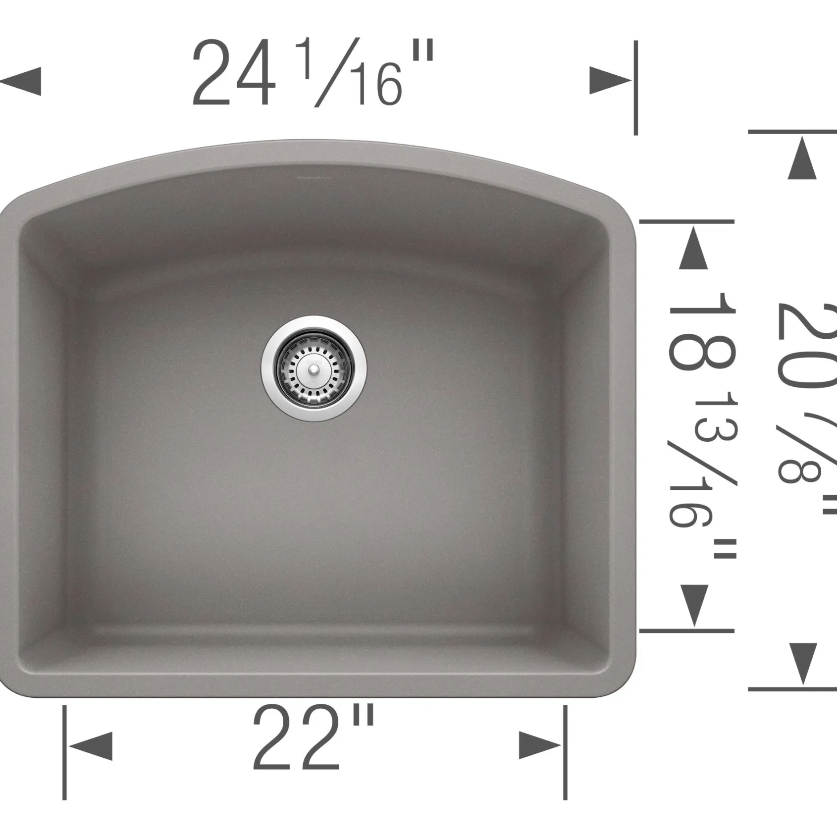 Blanco Diamond 24" Undermount Granite Composite Kitchen Sink, Silgranit, Metallic Gray, 440173