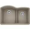 Blanco Diamond 32" Undermount Granite Composite Kitchen Sink, Silgranit, 60/40 Double Bowl, Truffle, 441596