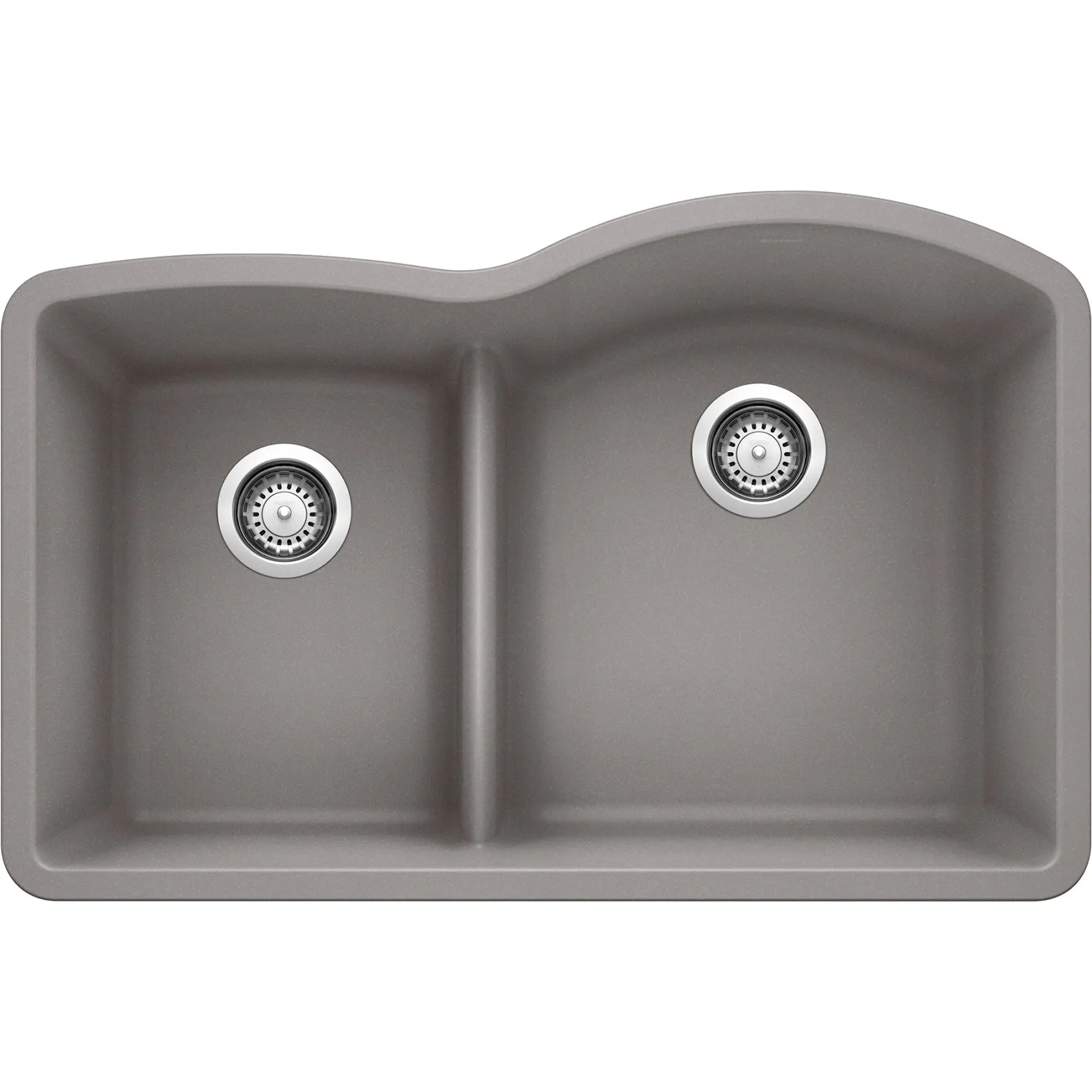 Blanco Diamond 32" Undermount Granite Composite Kitchen Sink, Silgranit, 40/60 Double Bowl, Metallic Gray, 441601
