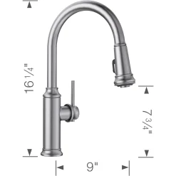 Blanco Empressa 1.5 GPM Brass Kitchen Faucet, Pull-Down, Stainless, 442500