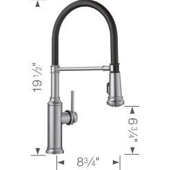 Blanco Empressa 1.5 GPM Brass Kitchen Faucet, Semi-Pro, Stainless, 442509