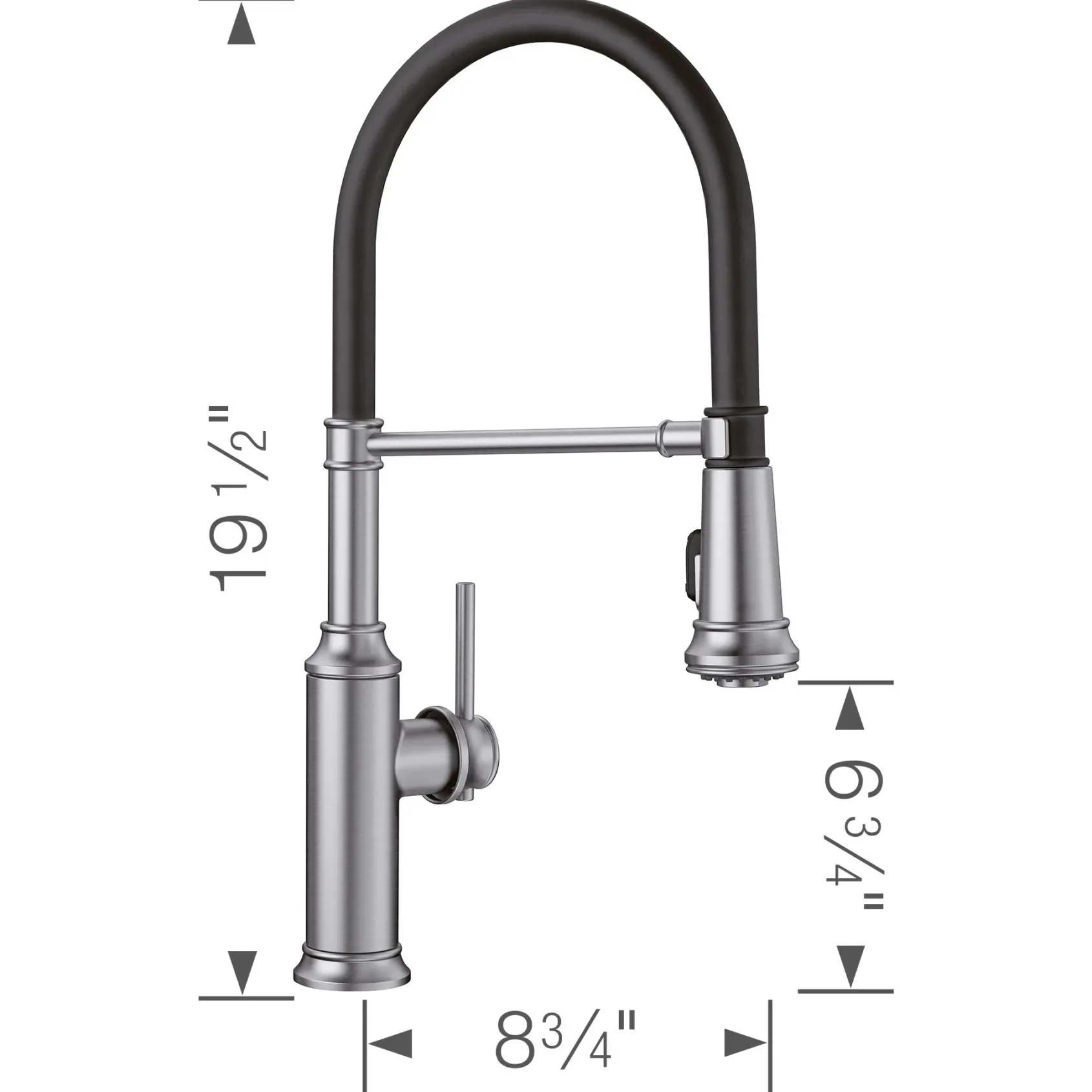 Blanco Empressa 1.5 GPM Brass Kitchen Faucet, Semi-Pro, Stainless, 442509