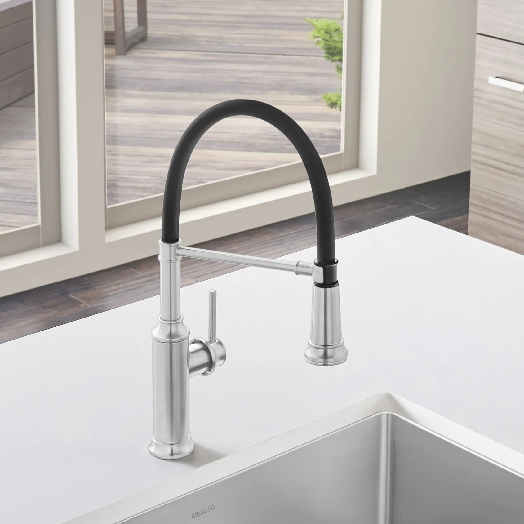 Blanco Empressa 1.5 GPM Brass Kitchen Faucet, Semi-Pro, Stainless, 442509