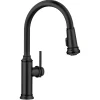 Blanco Empressa High Arc Pull-Down Dual-Spray Kitchen Faucet, Matte Black, 1.5 GPM, Brass, 443023