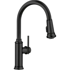 Blanco Empressa High Arc Pull-Down Dual-Spray Kitchen Faucet, Matte Black, 1.5 GPM, Brass, 443023
