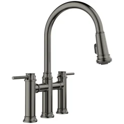 Blanco Empressa Pull-Down Dual-Spray Bridge Faucet, Satin Dark Steel, 1.5 GPM, Brass, 443263