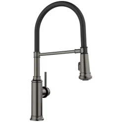 Blanco Empressa Semi-Pro Pull-Down Dual-Spray Kitchen Faucet, Satin Dark Steel, 1.5 GPM, Brass, 443264