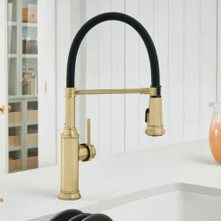 Blanco Empressa Semi-Pro Pull-Down Dual-Spray Kitchen Faucet, Satin Gold, 1.5 GPM, Brass, 442982
