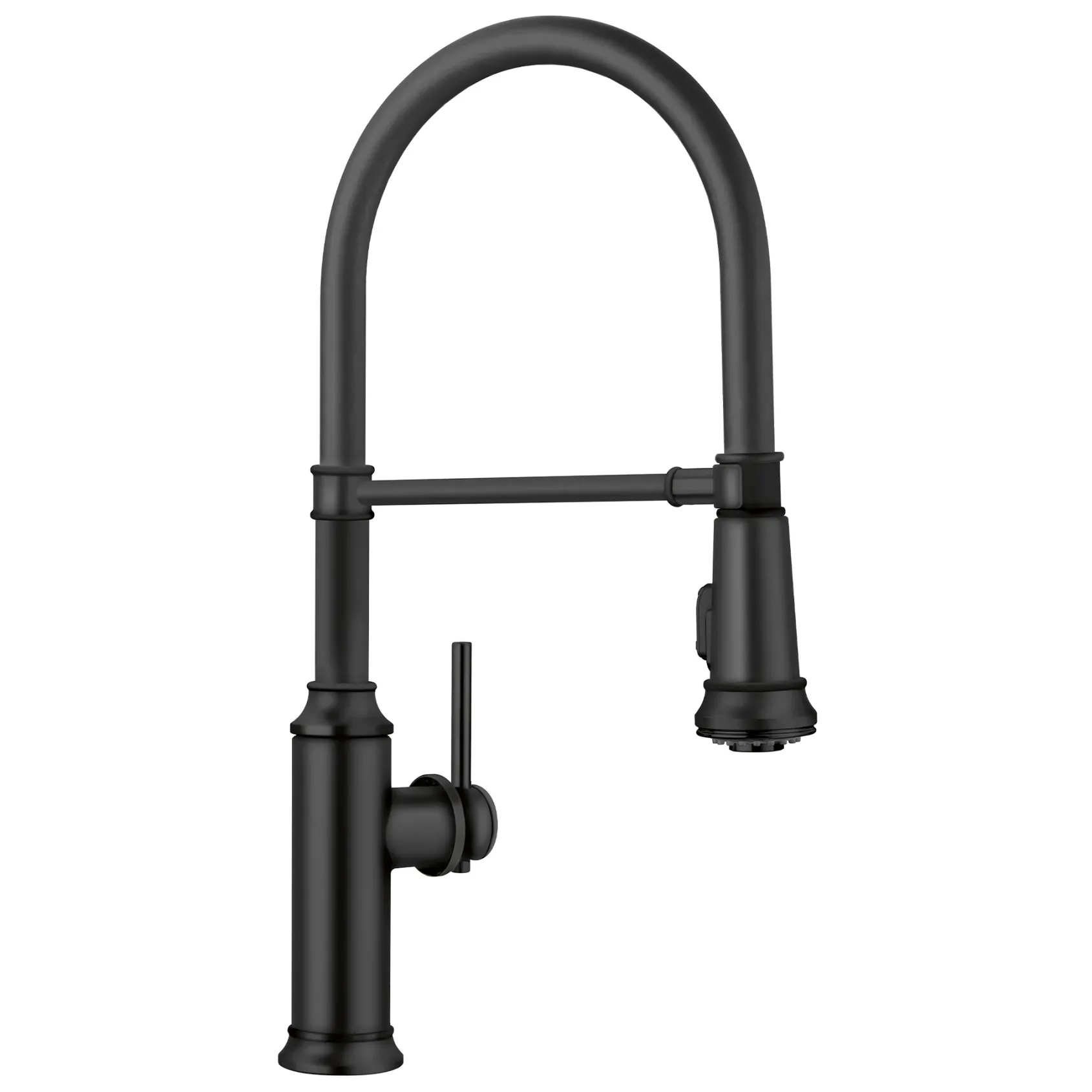 Blanco Empressa Semi-Pro Pull-Down Dual-Spray Kitchen Faucet, Matte Black, 1.5 GPM, Brass, 443022