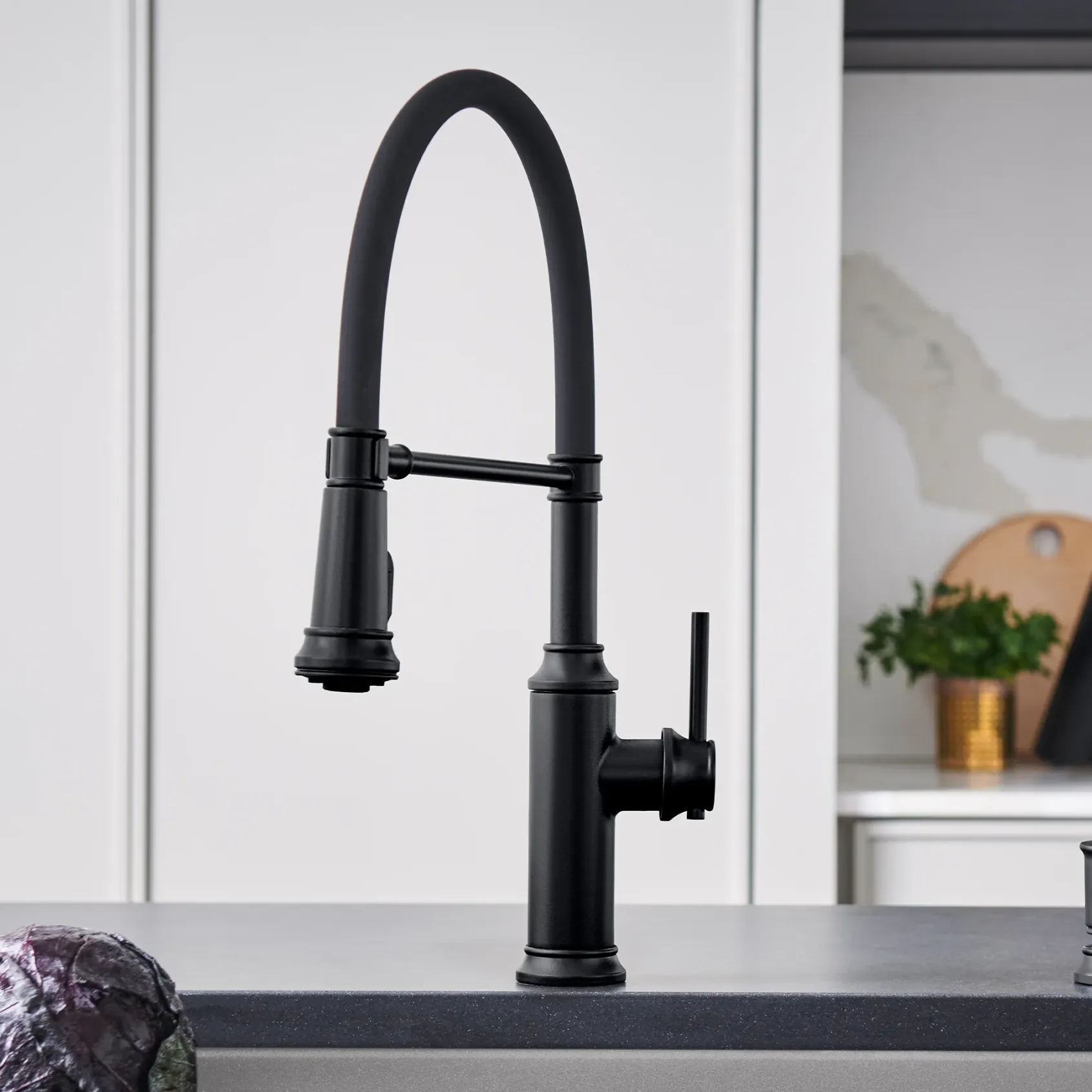 Blanco Empressa Semi-Pro Pull-Down Dual-Spray Kitchen Faucet, Matte Black, 1.5 GPM, Brass, 443022