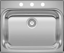 Blanco Essential 25" Drop In/Topmount Stainless Steel Laundry Sink, 20 Gauge, 441400