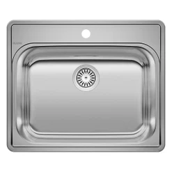 Blanco Essential 25" Drop In/Topmount Stainless Steel Laundry Sink, 20 Gauge, Brushed Finish, 441078