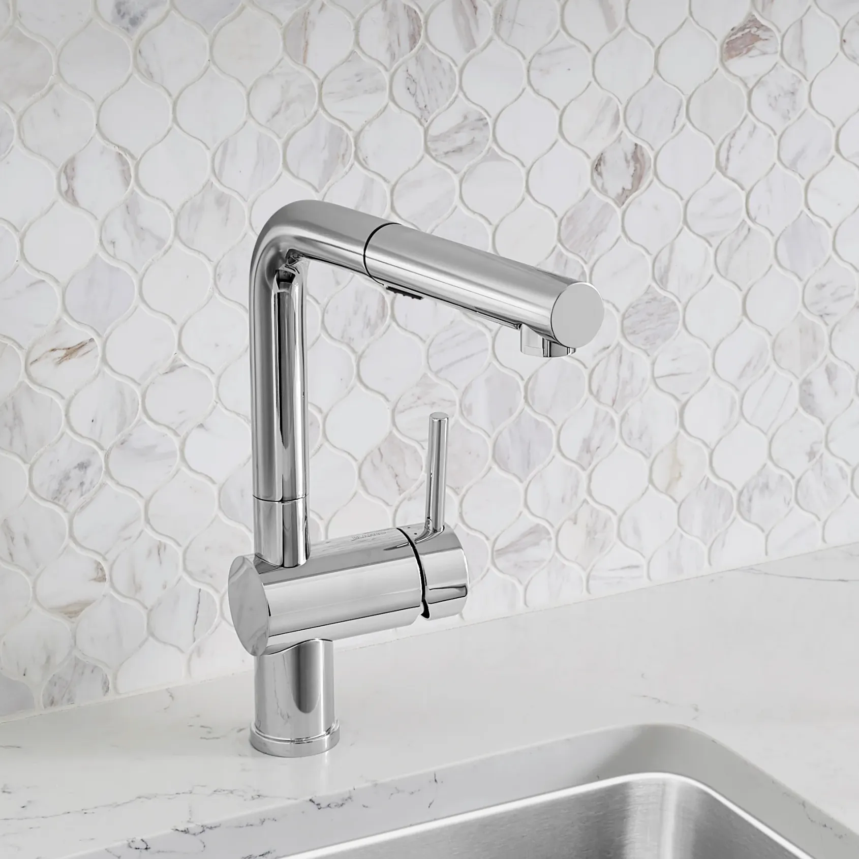 Blanco Linus 1.5 GPM Brass Kitchen Faucet, Pull-Out, Polished Chrome, 526365