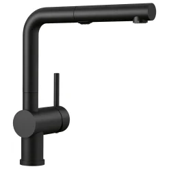 Blanco Linus 1.5 GPM Brass Kitchen Faucet, Pull-Out, Coal Black, 526374