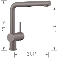 Blanco Linus 1.5 GPM Brass Kitchen Faucet, Pull-Out, Metallic Gray, 526370