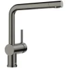 Blanco Linus Low Arc Pull-Out Dual-Spray Kitchen Faucet, Satin Dark Steel, 1.5 GPM, Brass, 443269