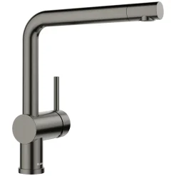 Blanco Linus Low Arc Pull-Out Dual-Spray Kitchen Faucet, Satin Dark Steel, 1.5 GPM, Brass, 443269