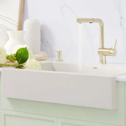 Blanco Linus Low Arc Pull-Out Dual-Spray Kitchen Faucet, Satin Gold, 1.5 GPM, Brass, 526686