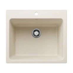 Blanco Liven 25" Dual Mount Silgranit Laundry Sink, Soft White, 1 Faucet Hole, 443079