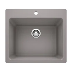 Blanco Liven 25" Dual Mount Granite Composite Laundry Sink, Silgranit, Metallic Gray, 401924