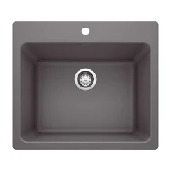 Blanco Liven 25" Dual Mount Granite Composite Laundry Sink, Silgranit, Cinder, 401923
