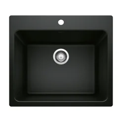 Blanco Liven 25" Dual Mount Granite Composite Laundry Sink, Silgranit, Coal Black, 442924