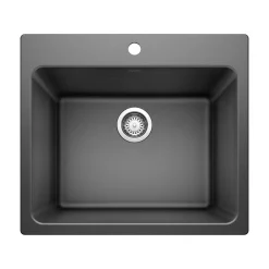 Blanco Liven 25" Dual Mount Granite Composite Laundry Sink, Silgranit, Anthracite, 401920