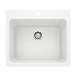Blanco Liven 25" Dual Mount Granite Composite Laundry Sink, Silgranit, White, 401927