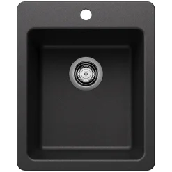 Blanco Liven 17" Rectangle Silgranit Bar/Prep Sink, Anthracite, 1 Faucet Hole, 443235