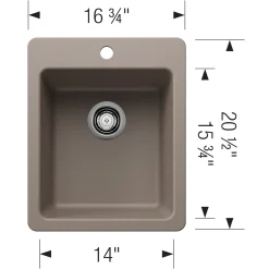 Blanco Liven 17" Rectangle Silgranit Bar/Prep Sink, Truffle, 1 Faucet Hole, 443238