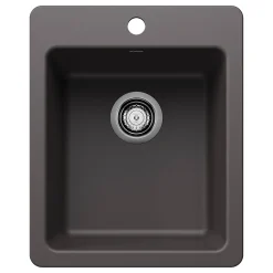 Blanco Liven 17" Rectangle Silgranit Bar/Prep Sink, Cinder, 1 Faucet Hole, 443236