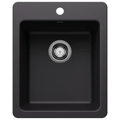 Blanco Liven 17" Rectangle Silgranit Bar/Prep Sink, Coal Black, 1 Faucet Hole, 443234