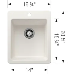 Blanco Liven 17" Rectangle Silgranit Bar/Prep Sink, White, 1 Faucet Hole, 443237