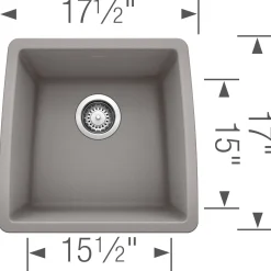 Blanco Performa 18" Rectangle Granite Composite Bar/Prep Sink, Silgranit, Metallic Gray, 440082