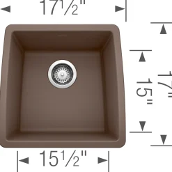Blanco Performa 18" Rectangle Granite Composite Bar/Prep Sink, Silgranit, Cafe, 440078